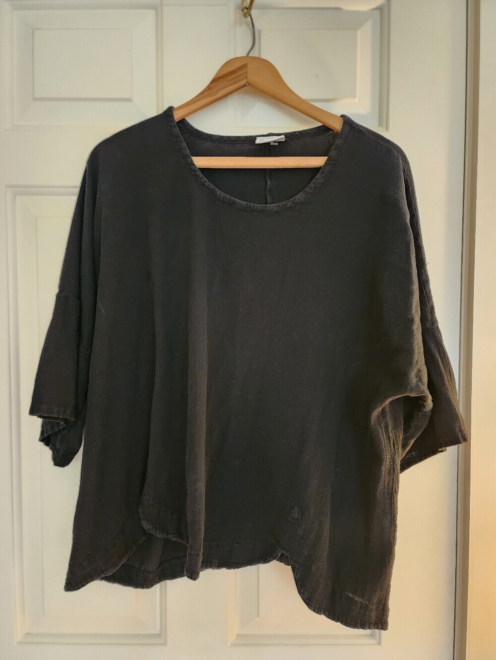 Oh My Gauze Top Tunic Black Size 3 Cotton Lagenlook Minimalist Coastal